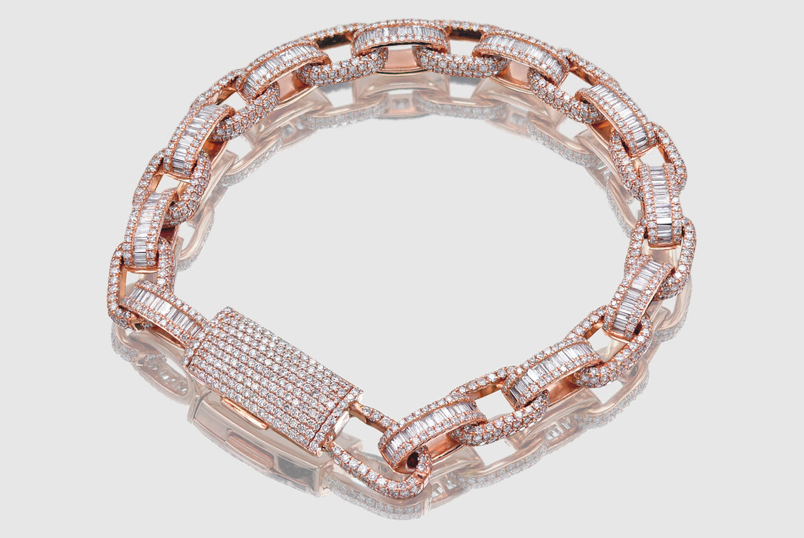 8.5mm Cable Baguette Diamond Bracelet - Yellow Gold | Uverly