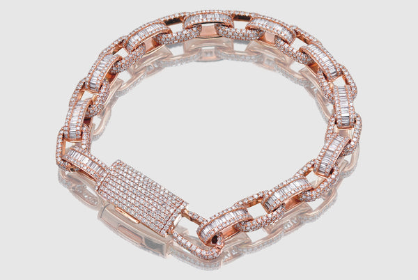 8.5mm Cable Baguette Diamond Bracelet - Rose Gold | Uverly