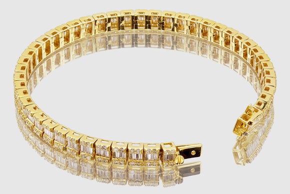 5.5mm Diamond Baguette Cluster Tennis Bracelet