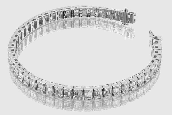 5.5mm Diamond Baguette Cluster Tennis Bracelet