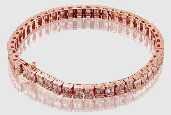 5.5mm Diamond Baguette Cluster Tennis Bracelet