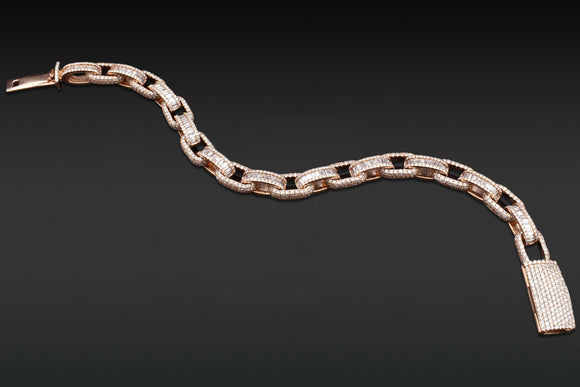 8.5mm Cable Baguette Diamond Bracelet - Rose Gold | Uverly