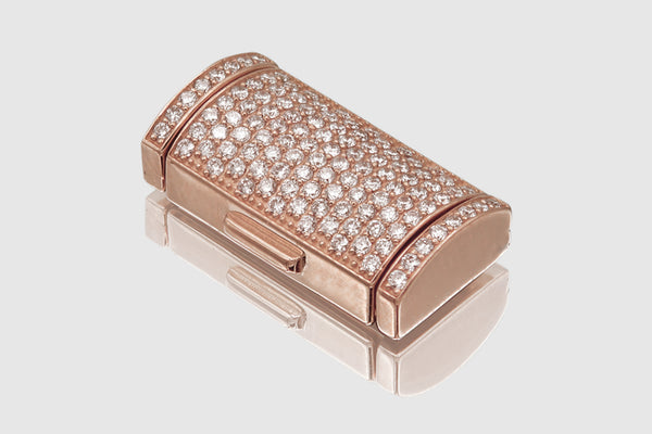 10mm Diamond Barrel Triple Box Lock in Rose Pink Gold | Uverly