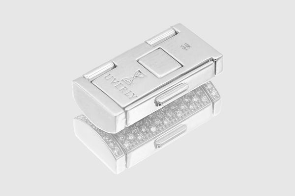 10mm Diamond Barrel Triple Box Lock in White Gold | Uverly