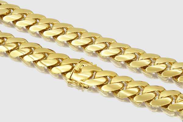 20mm Hollow 14K Miami Cuban Yellow Gold Flat Necklace | Uverly