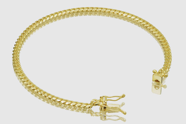 3mm Solid Miami Cuban Bracelet 10k / 14k Yellow Gold | Uverly