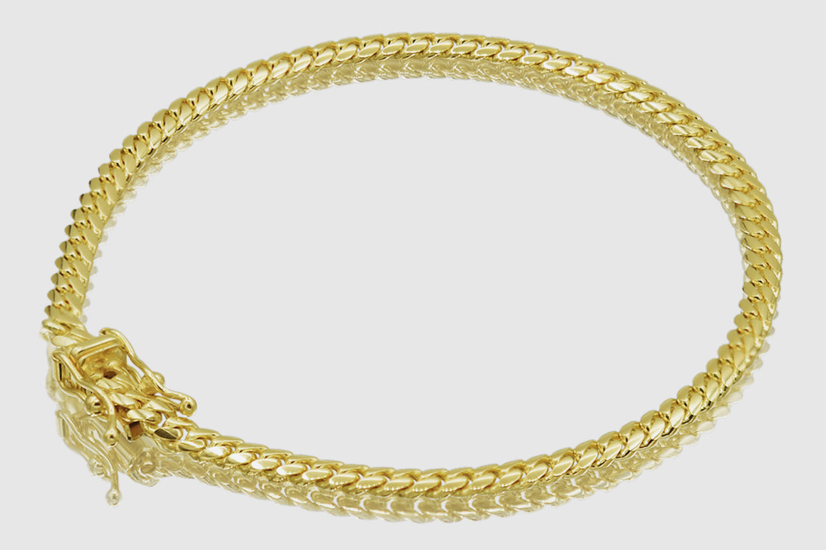 3mm Solid Miami Cuban Bracelet 10k / 14k Yellow Gold | Uverly