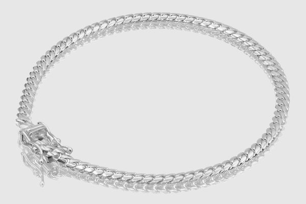 3mm Solid Miami Cuban Bracelet 10k / 14k White Gold | Uverly