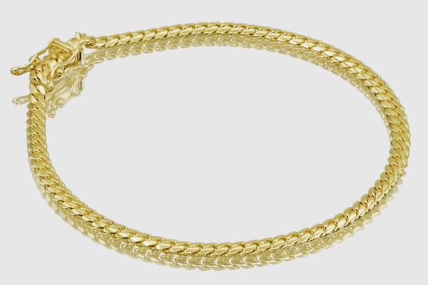 3mm Solid Miami Cuban Bracelet 10k / 14k Yellow Gold | Uverly