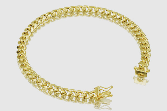 5.5mm Hollow Miami Cuban Link Bracelet - 10k / 14k Yellow Gold | Uverly