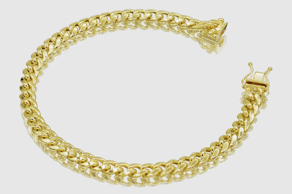 5.5mm Hollow Miami Cuban Link Bracelet - 10k / 14k Yellow Gold | Uverly