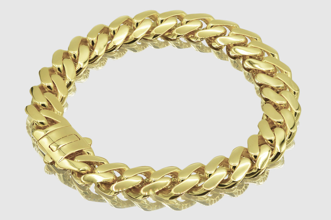 11.5mm 14k Yellow Gold Monaco Bracelet | Uverly
