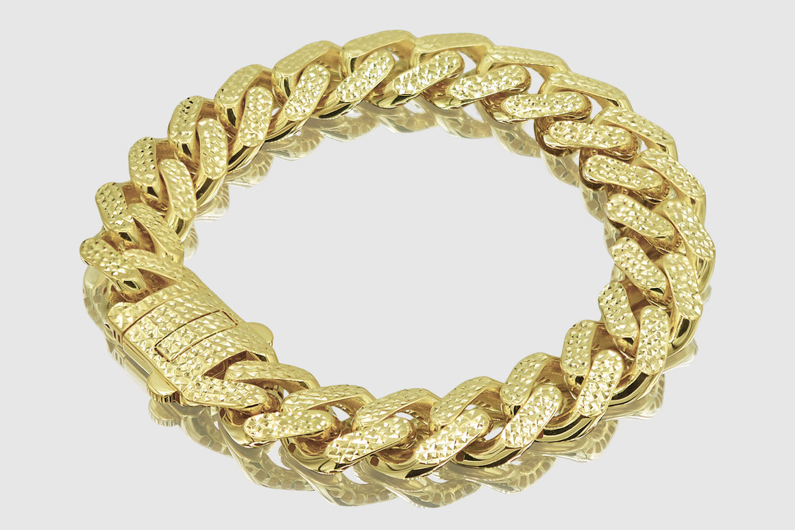13.5mm 14k Pave Yellow Gold Monaco Bracelet | Uverly