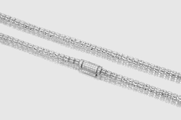 4mm Ice Chain with Diamond Lock - 10k/14k White Gold | Uverly
