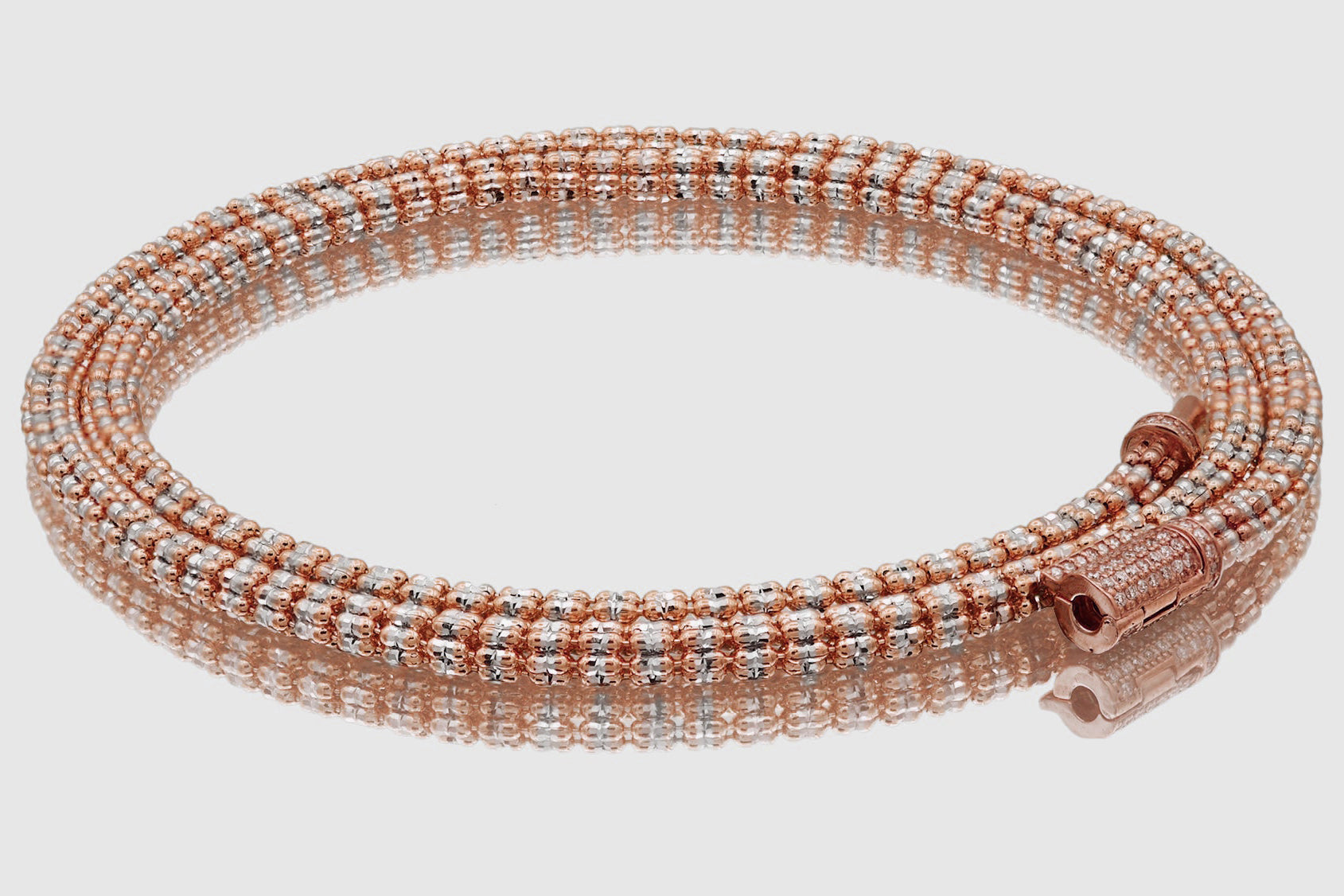 4mm Ice Chain Necklace with Diamond Lock 14k Gold