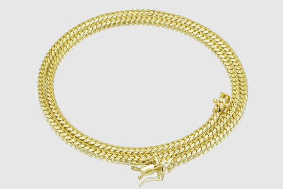 3mm Solid Miami Cuban 10k / 14k Yellow Gold Necklace | Uverly