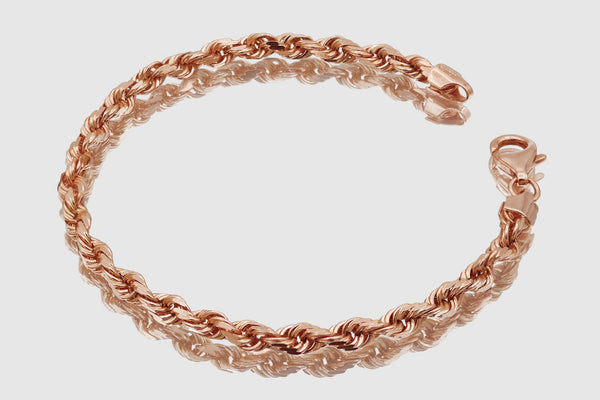 2mm - 12mm Rope Bracelet - 10k Solid Rose Gold | Uverly
