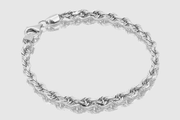 2mm - 12mm Rope Bracelet - 10k Solid White Gold | Uverly