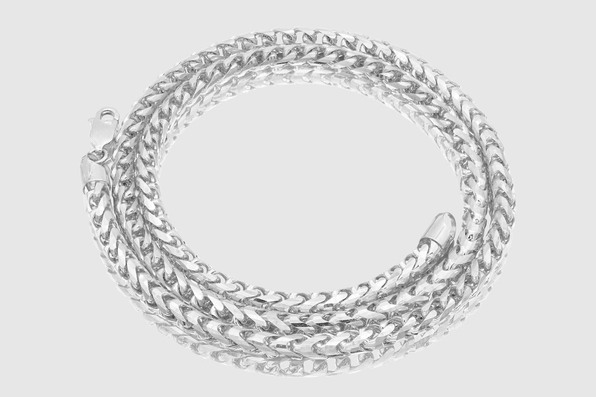 2mm - 3mm 10k Round Franco Solid White Gold Necklace | Uverly