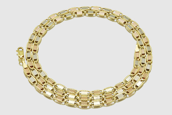 Valentino Chain - 10k Tri-Color Gold