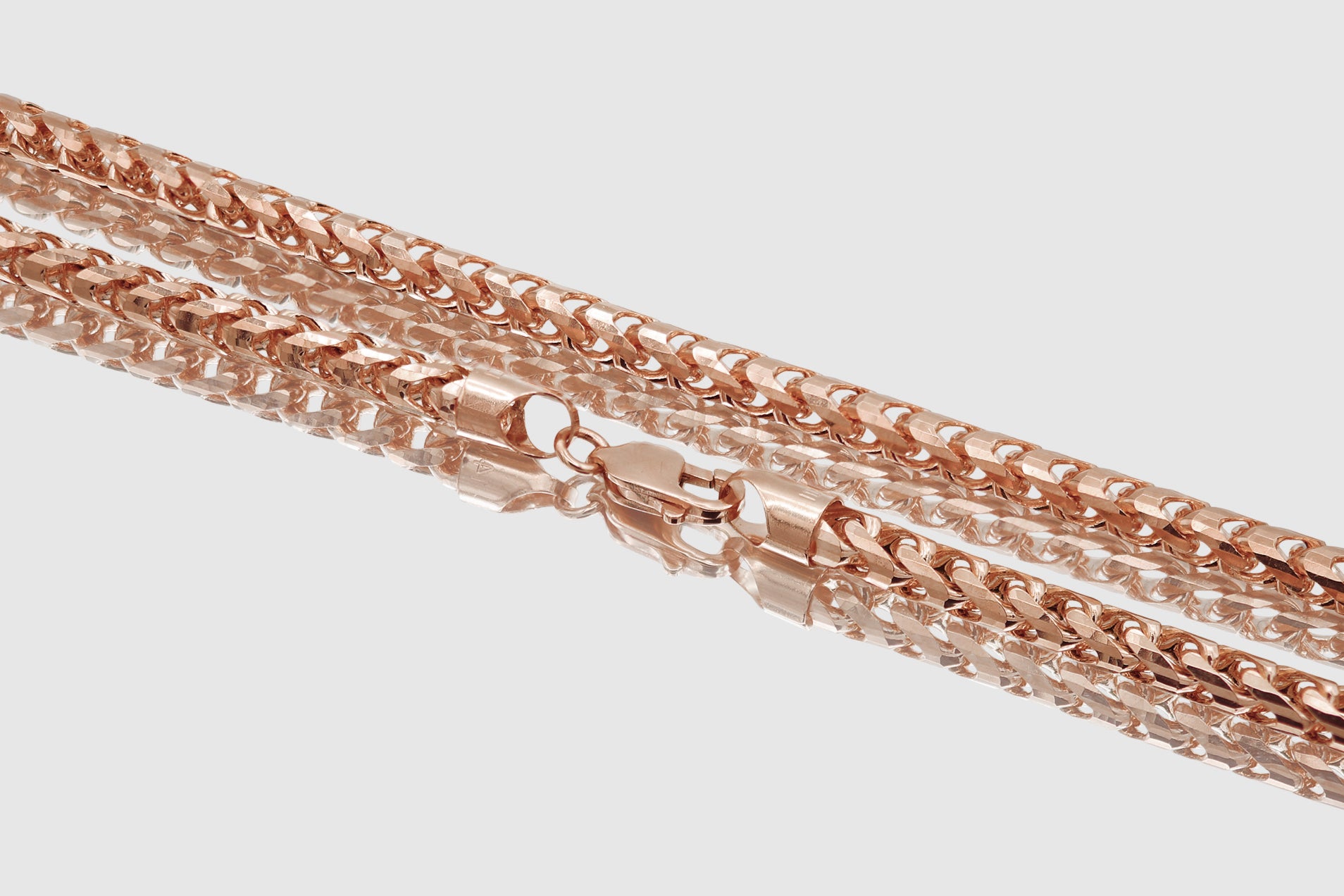 6MM 14k Rose Gold Diamond Ball Bead Chain