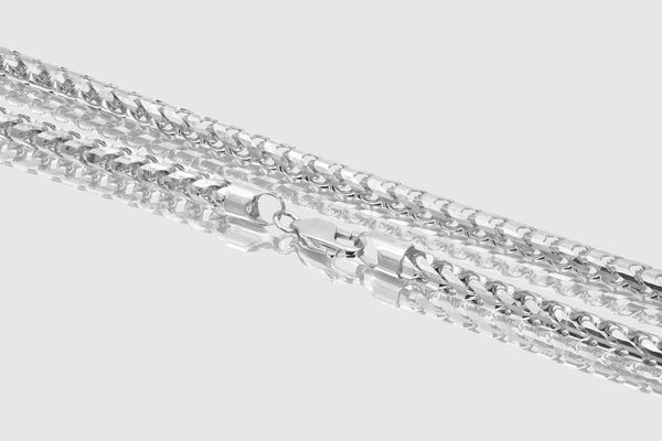 2mm - 3mm 10k Round Franco Solid White Gold Necklace | Uverly