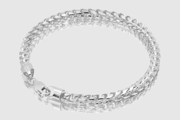 1.5mm - 6.5mm 10k Round Franco Solid White Gold Bracelet | Uverly