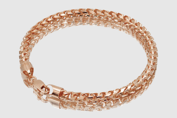 1.5mm - 6.5mm 14k Round Franco Solid Rose Gold Bracelet | Uverly