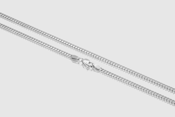 2.5mm Solid White Gold Miami Cuban Link Chain | Uverly