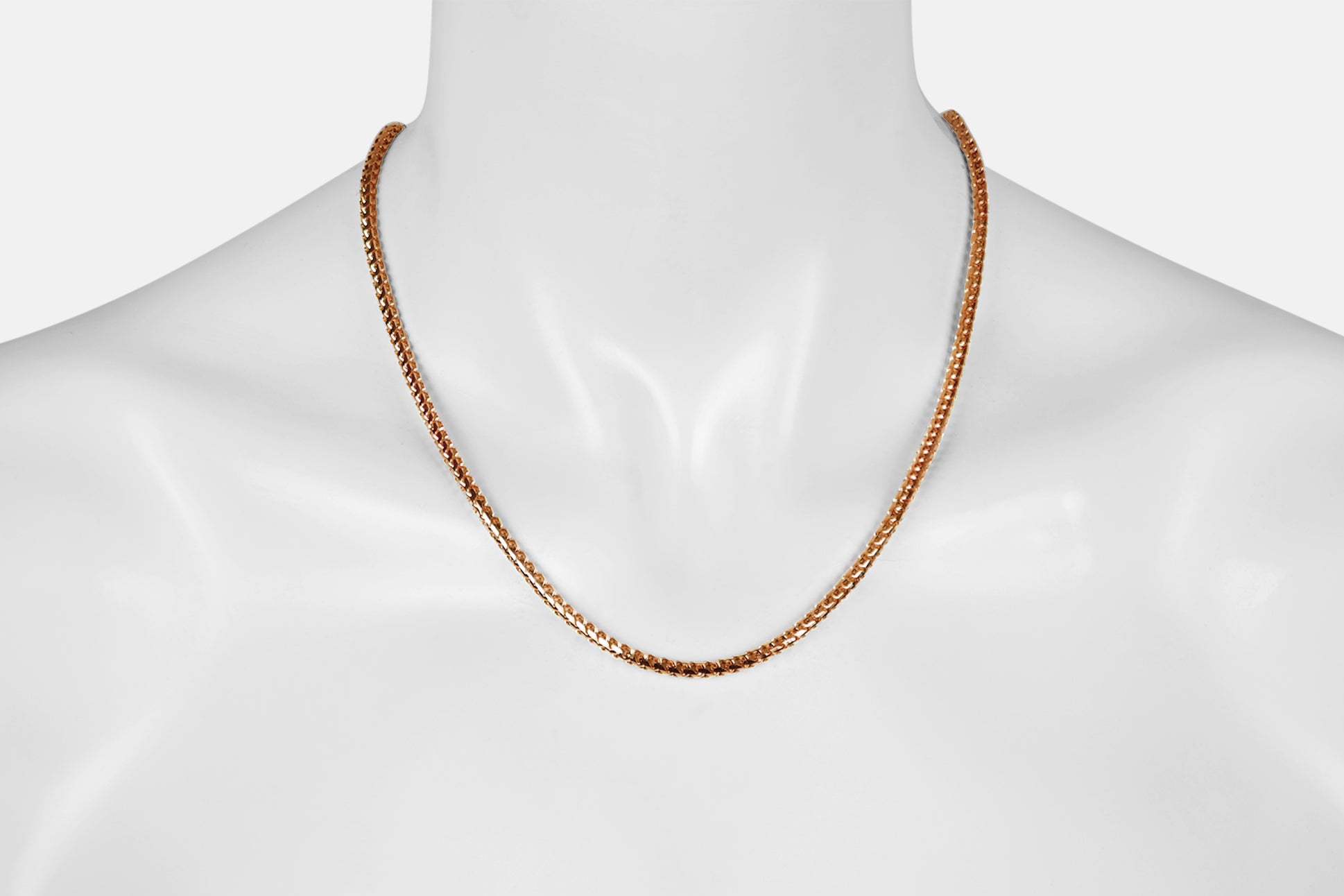 Franco Link Chain Real 14K Rose Gold Over Solid 925 Sterling Silver 2mm  Necklace