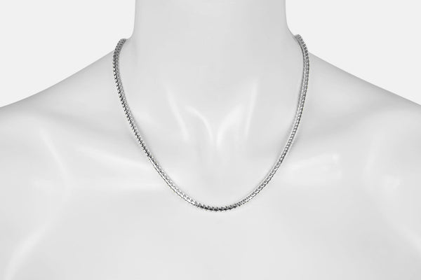 2mm - 3mm 10k Round Franco Solid White Gold Necklace | Uverly