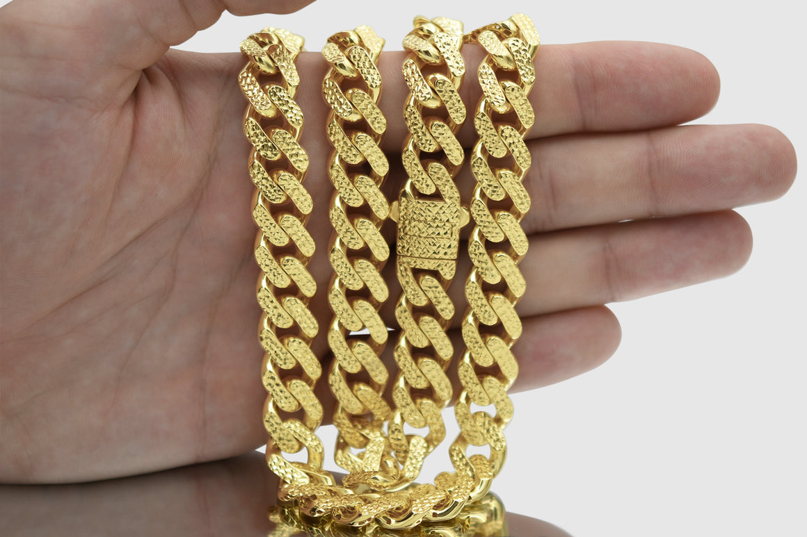 13.5mm 14k Pave Yellow Gold Monaco Necklace | Uverly