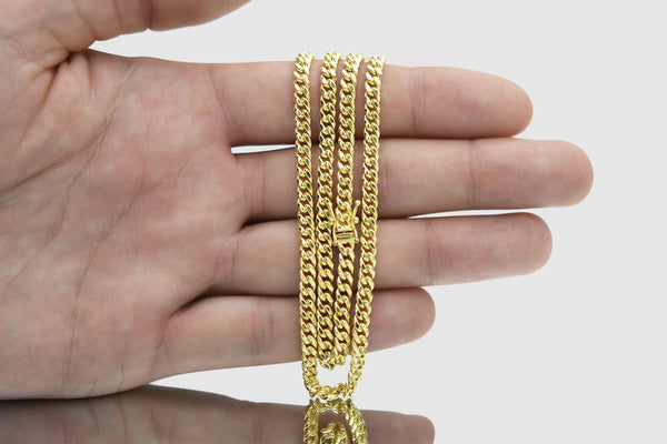 5.5mm Hollow Miami Cuban Link Chain - 10k / 14k Yellow Gold | Uverly