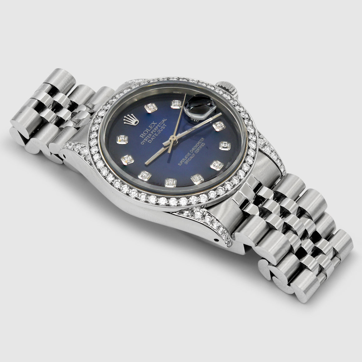 Diamond Rolex DateJust 36mm Stainless Steel Blue Dial | Uverly