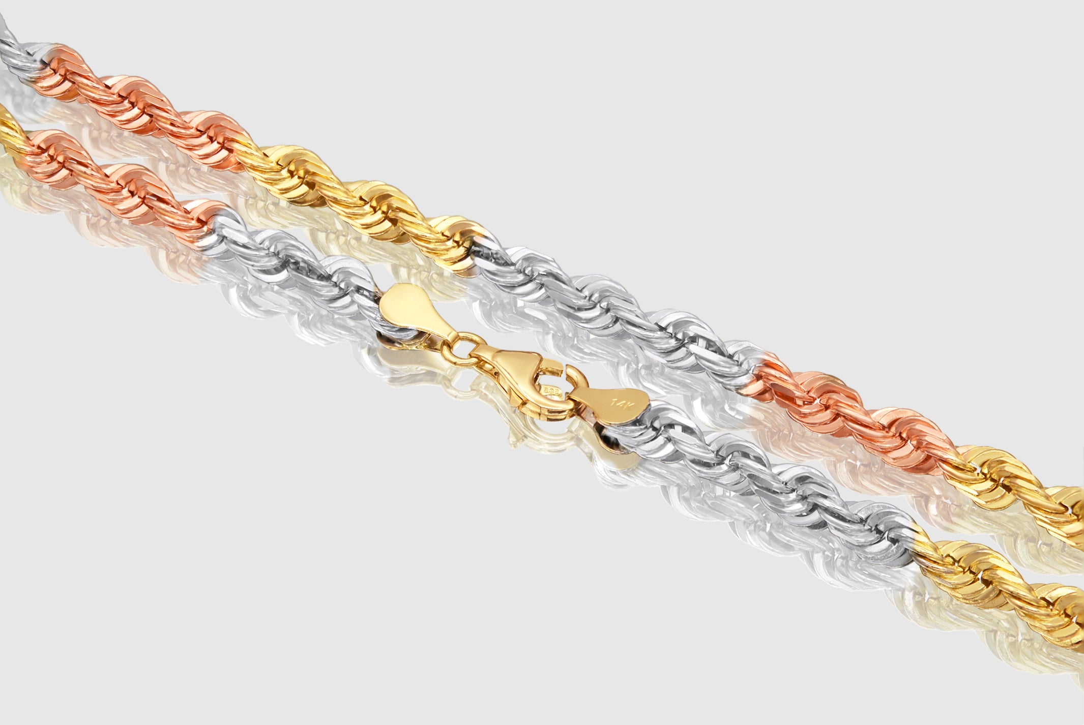 Rope Chain - 14k Solid Tri-Color Gold | Uverly