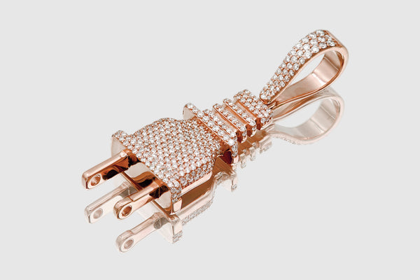 Outlet Plug Diamond Pendant in 14k/18k Rose Pink Gold | Uverly