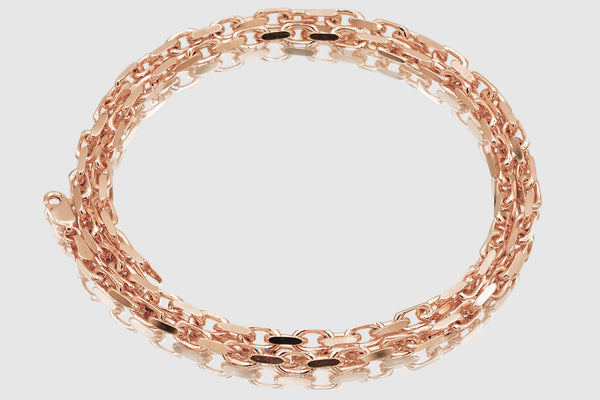 3mm - 5mm 14k Solid Heavy Cable Link Rose Gold Necklace | Uverly