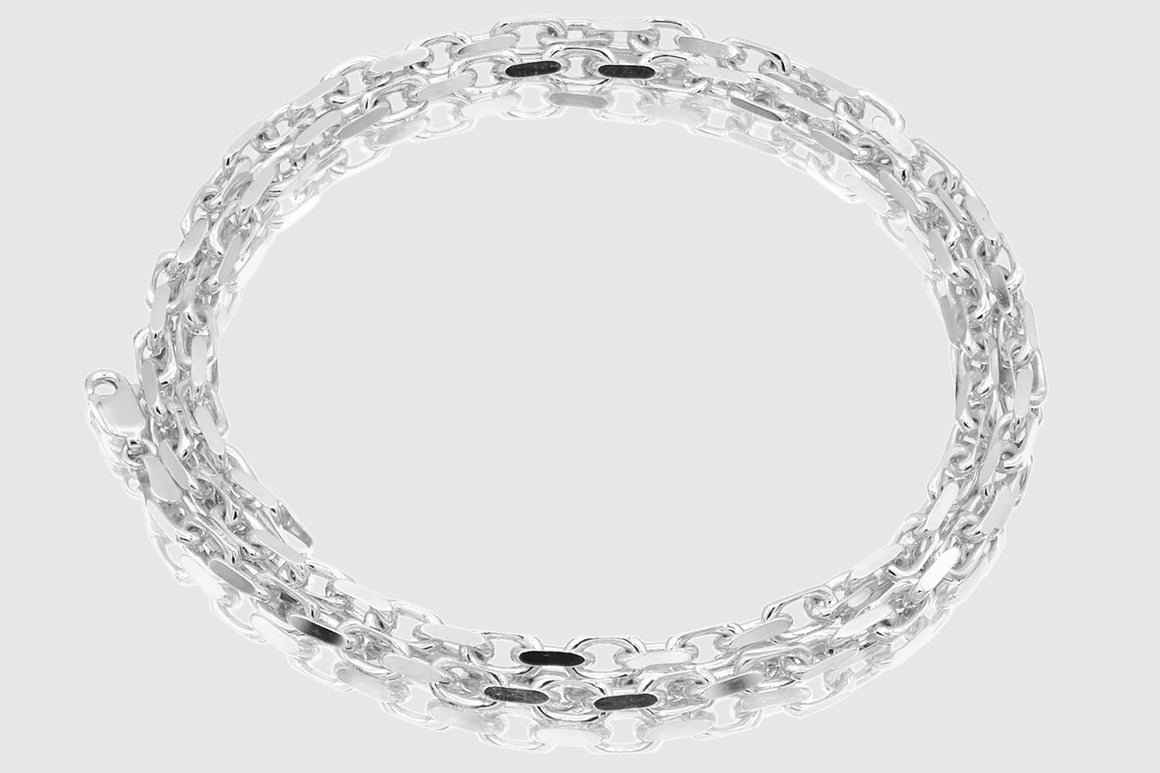 2.5mm - 4.5mm 14k Solid Heavy Cable Link White Gold Necklace | Uverly