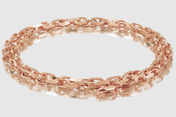 3mm - 5mm 14k Solid Heavy Cable Link Rose Gold Necklace | Uverly