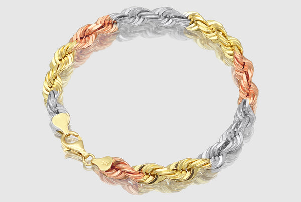 Rope Bracelet - 14k Solid Tri-Color Gold | Uverly