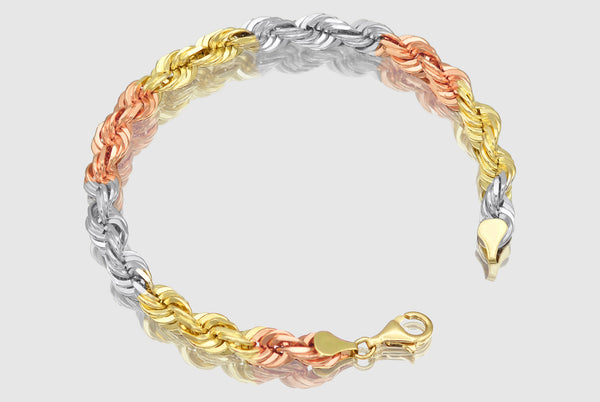 Rope Bracelet - 14k Solid Tri-Color Gold | Uverly