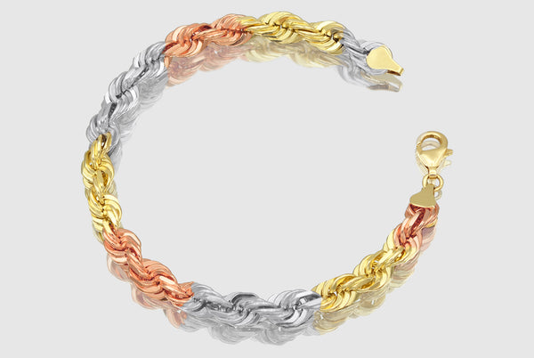 Rope Bracelet - 14k Solid Tri-Color Gold | Uverly