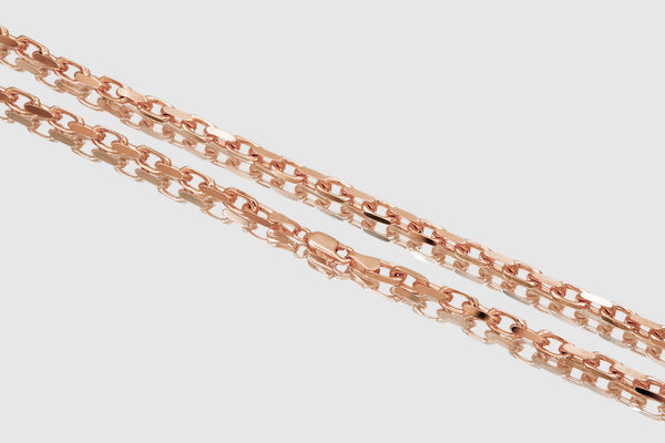 3mm - 5mm 14k Solid Heavy Cable Link Rose Gold Necklace | Uverly