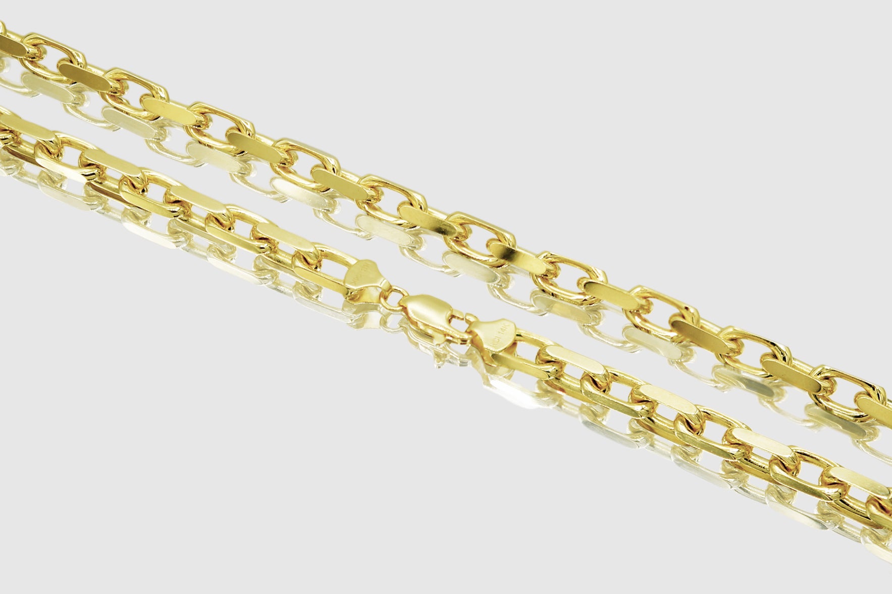 3mm 8mm 18k Solid Heavy Cable Link Yellow Gold Necklace