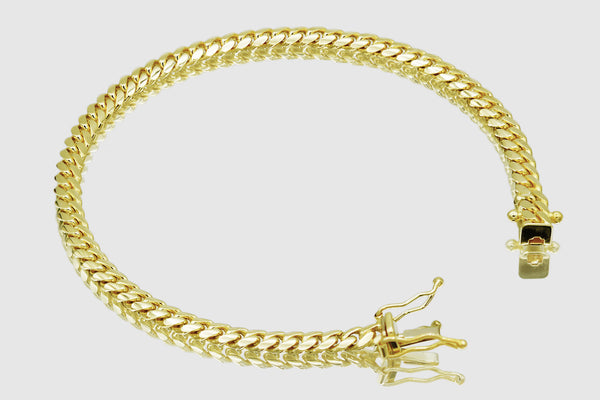 4mm Solid Miami Cuban Bracelet 10k / 14k Yellow Gold | Uverly