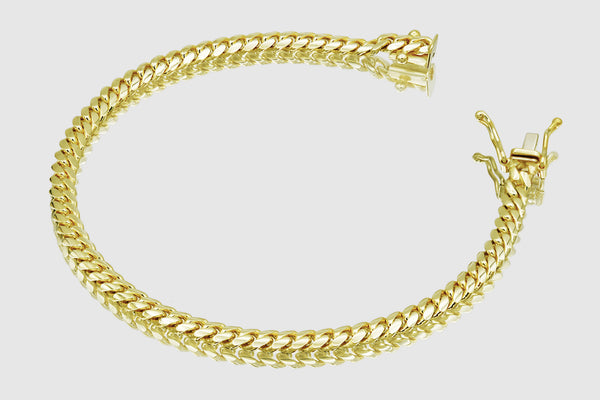 4mm Solid Miami Cuban Bracelet 10k / 14k Yellow Gold | Uverly