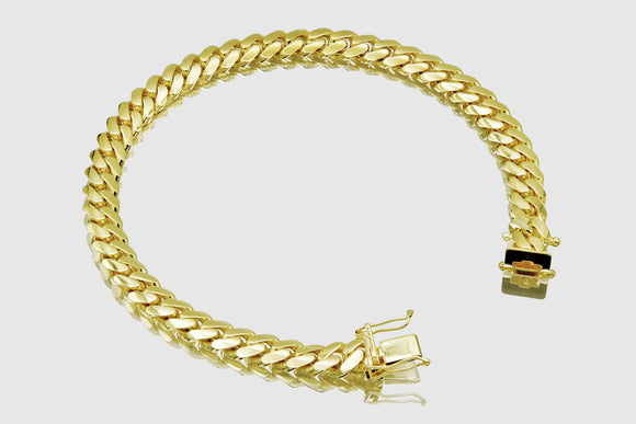 7mm Solid Miami Cuban Bracelet 10k / 14k Yellow Gold | Uverly