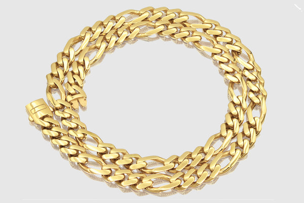 Hollow Figaro Monaco Style Necklace - 14k Yellow Gold | Uverly