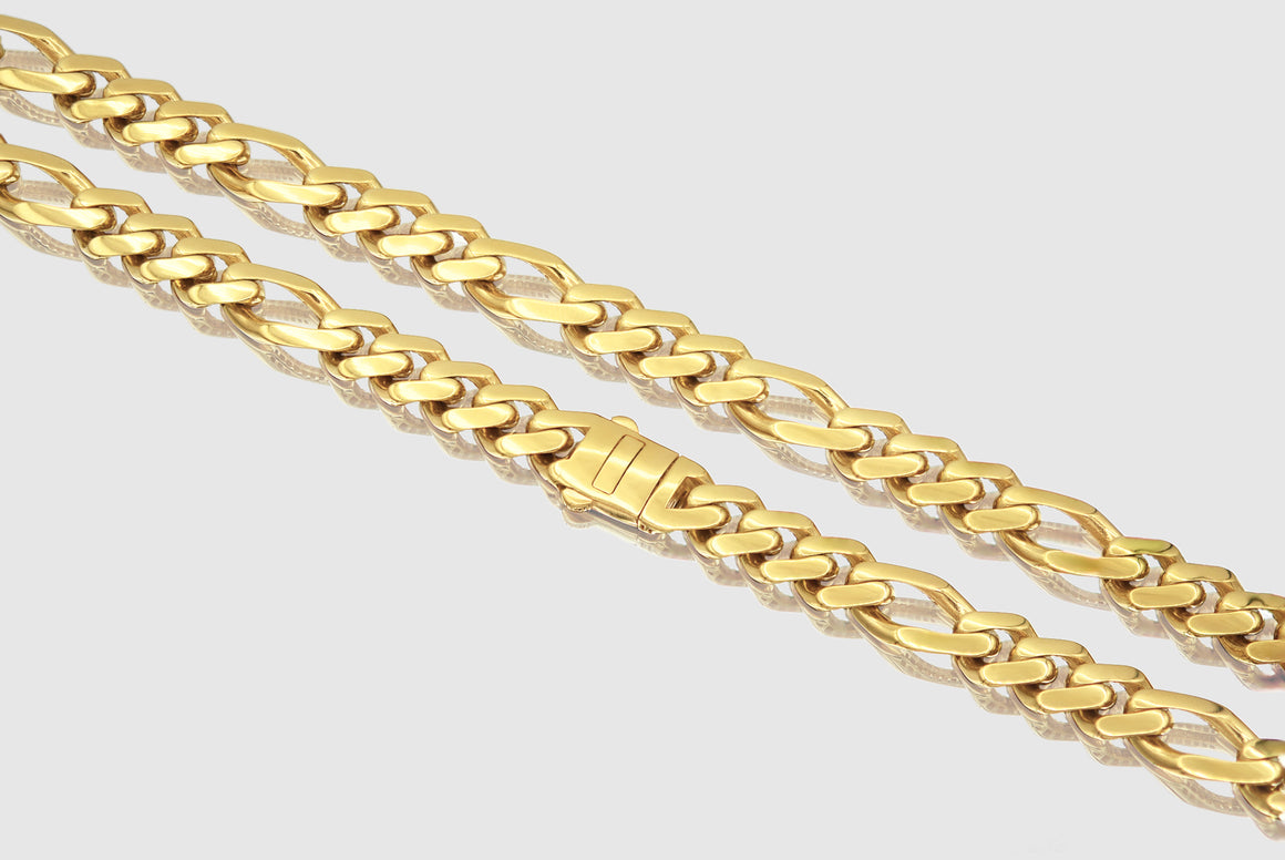 Hollow Figaro Monaco Style Necklace - 14k Yellow Gold | Uverly