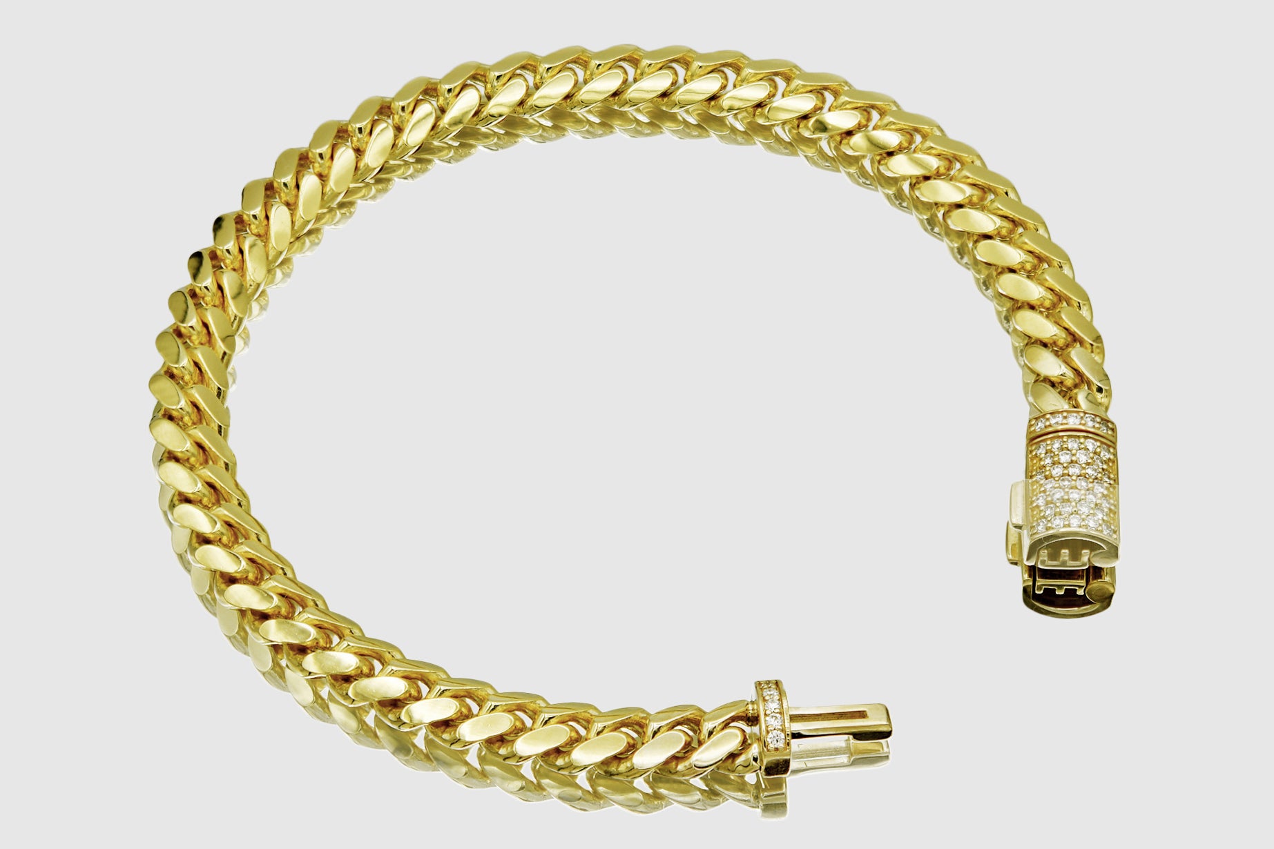 6mm Solid Miami Cuban Gold Diamond Lock Bracelet
